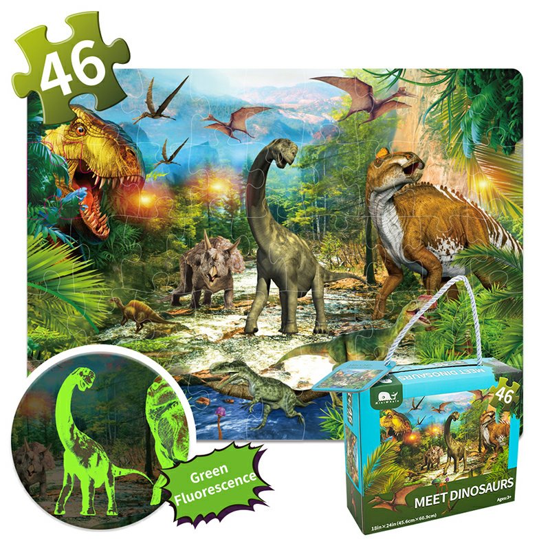 Glow-in-the-Dark Dinosaur Double-Sided Puzzle
